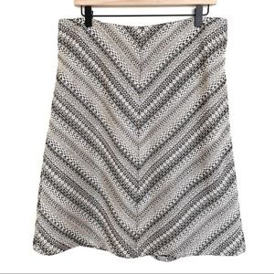 Premise | Women's Classic Silver Twill Metallic Chevron A-Line Skirt | sz 12